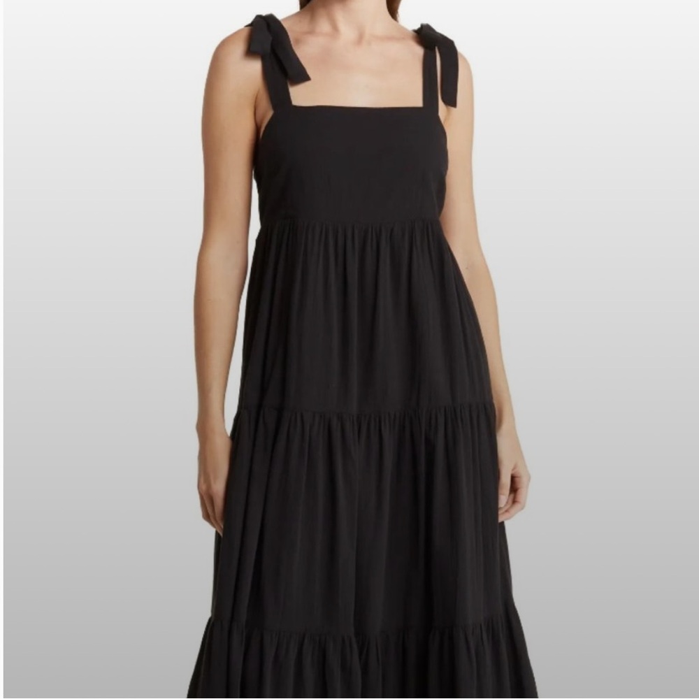 Madewell Tie-Strap Tiered Maxi Dress in Black